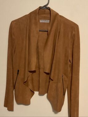 Bagatelle Camel Brown Vegan Suede Drape Blazer